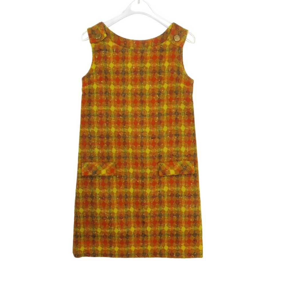 1970s Vintage Handmade Retro Plaid Orange Yellow … - image 6