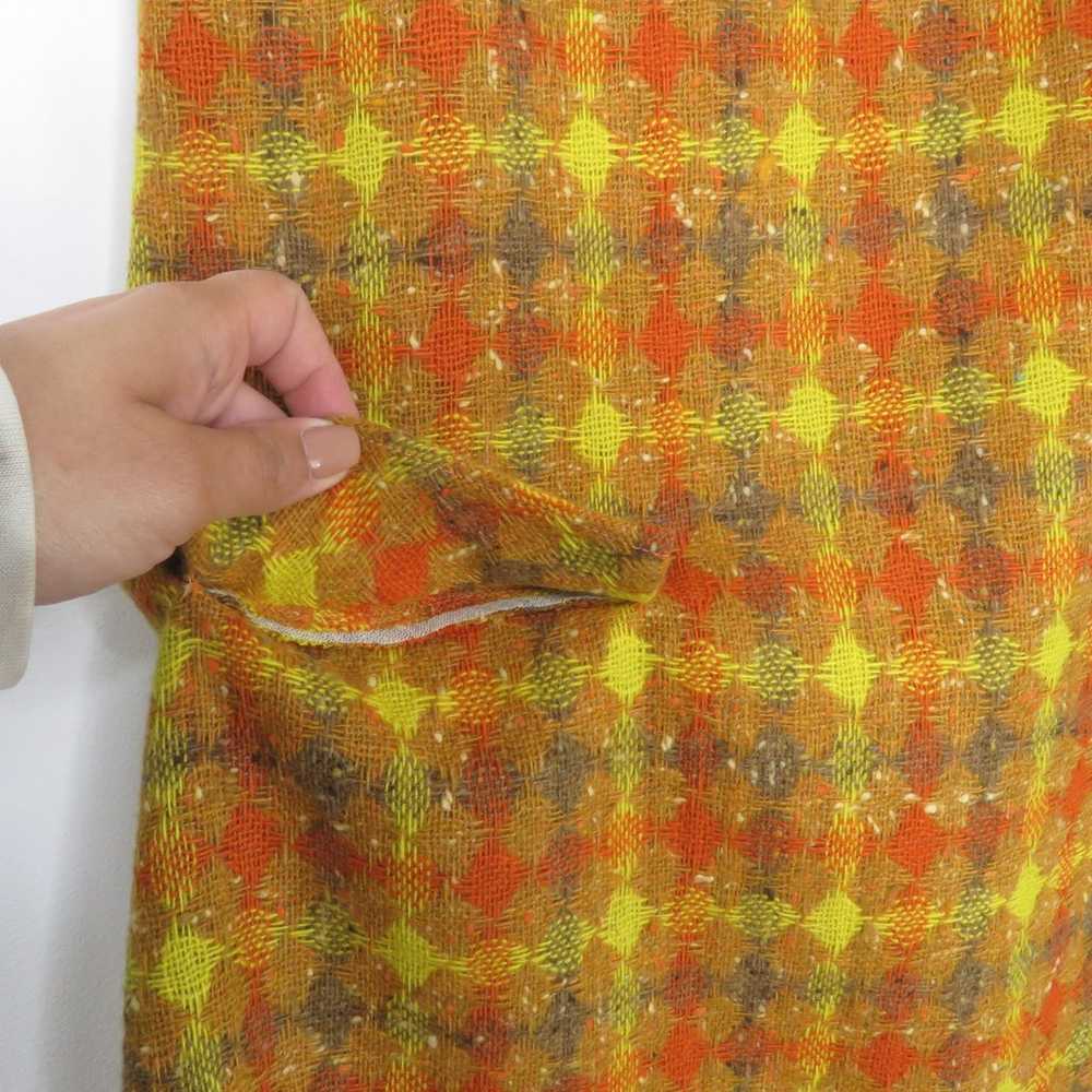 1970s Vintage Handmade Retro Plaid Orange Yellow … - image 8