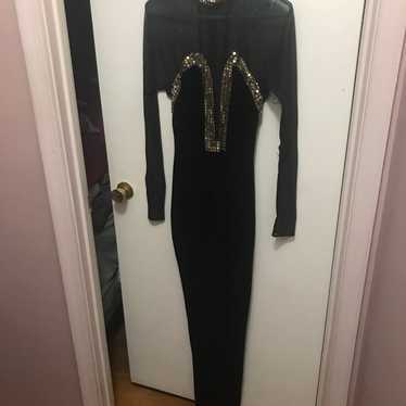 Elegant Black Maxi Dress with Gold