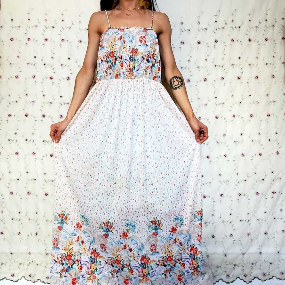 Vintage 70s Pleated Floral Chiffon Dress - image 5