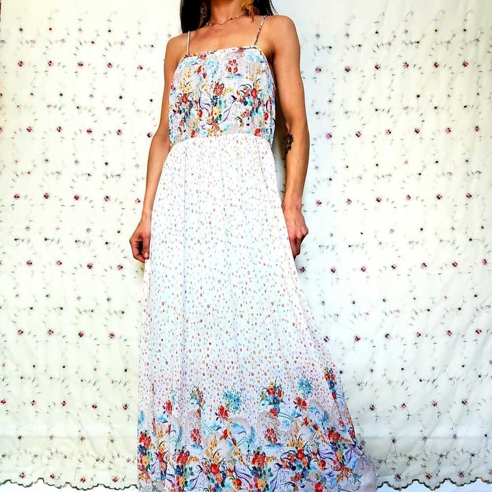 Vintage 70s Pleated Floral Chiffon Dress - image 7