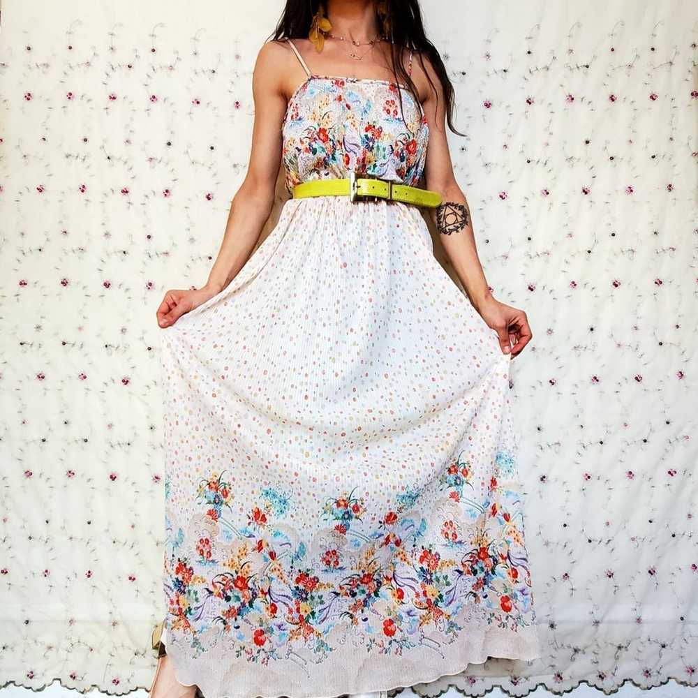 Vintage 70s Pleated Floral Chiffon Dress - image 8