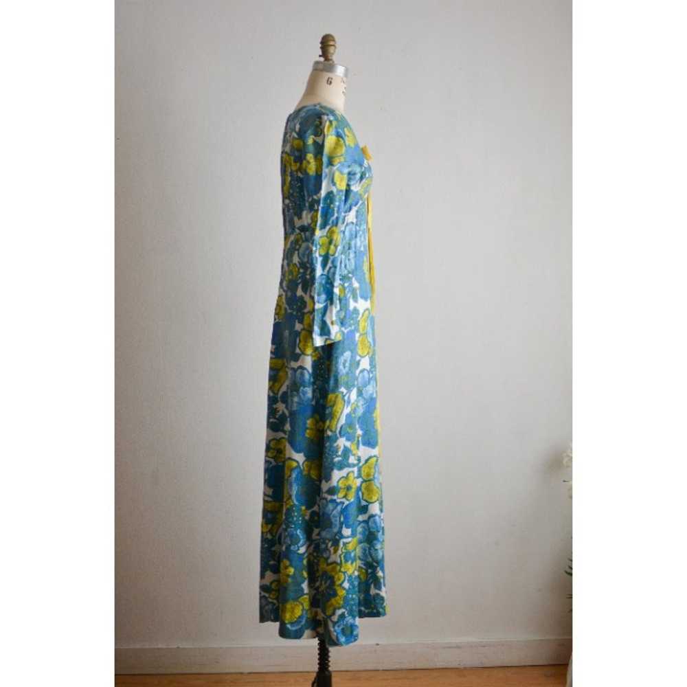 Vintage 1970's maxi dress green Small yellow flor… - image 3