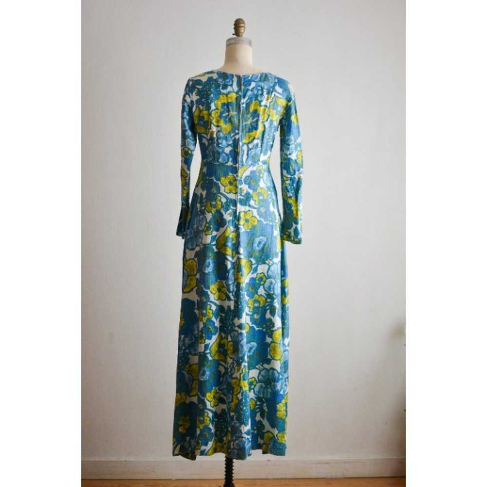 Vintage 1970's maxi dress green Small yellow flor… - image 4