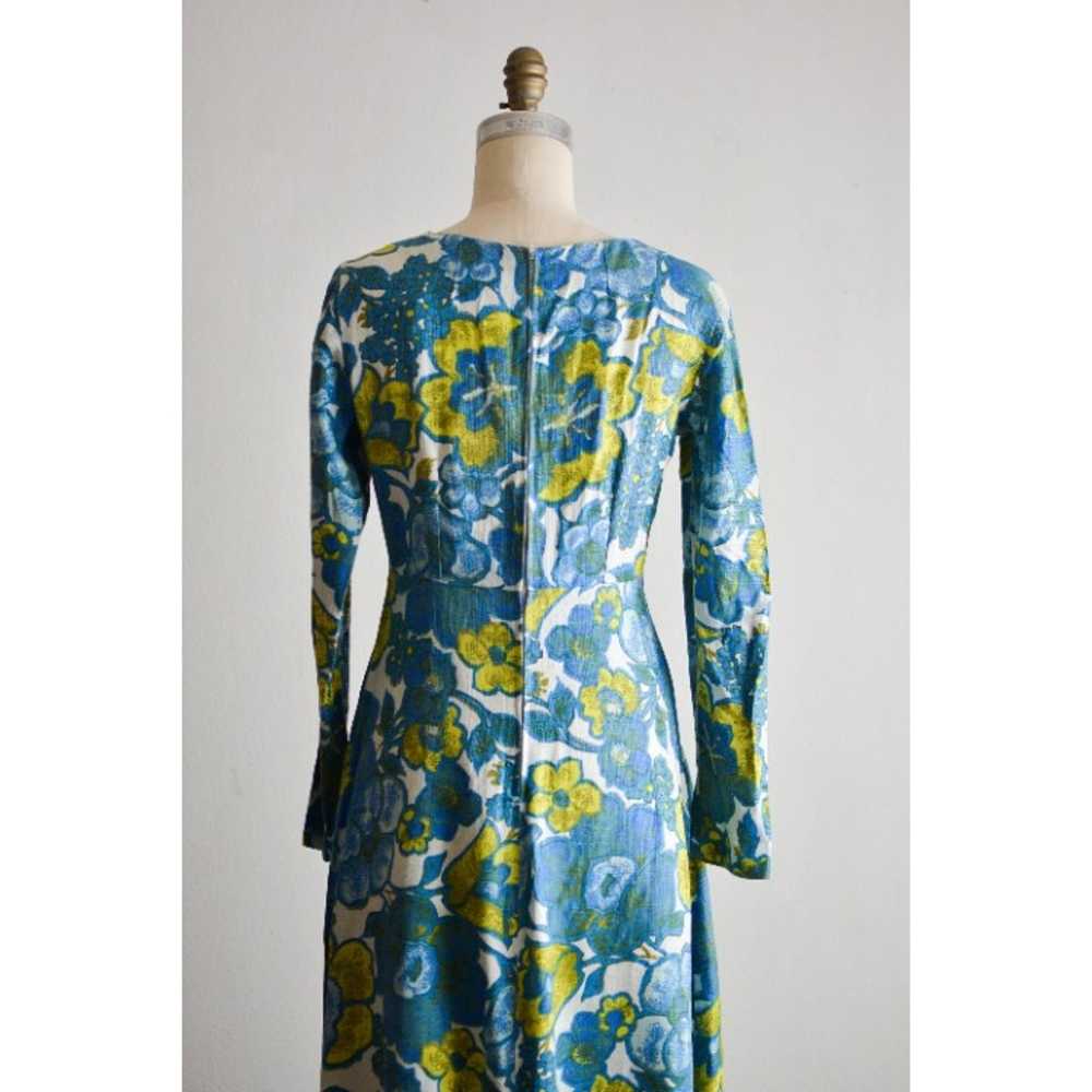 Vintage 1970's maxi dress green Small yellow flor… - image 5