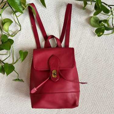 Croft & Barrow 90s Cherry Red Leather Backpack Pu… - image 1