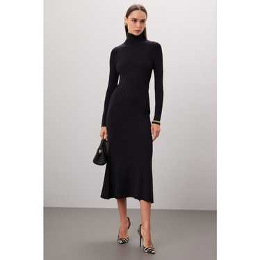 Toccin Black Ribbed Turtleneck Long Sleeve Midi Sw