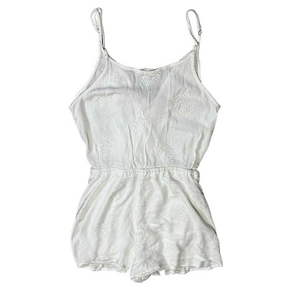 Love Stitch White Eyelet Cut Out Shorts Romper Sz… - image 2