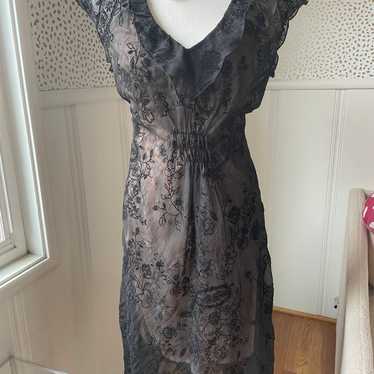 CDC Size 10 Black Sheer Lace Black Cocktail Dress - image 1