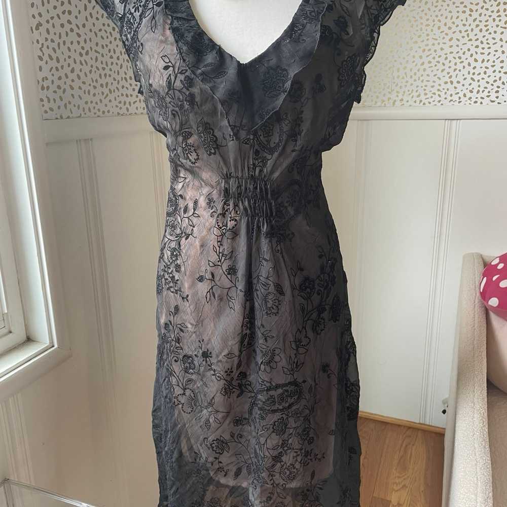 CDC Size 10 Black Sheer Lace Black Cocktail Dress - image 9