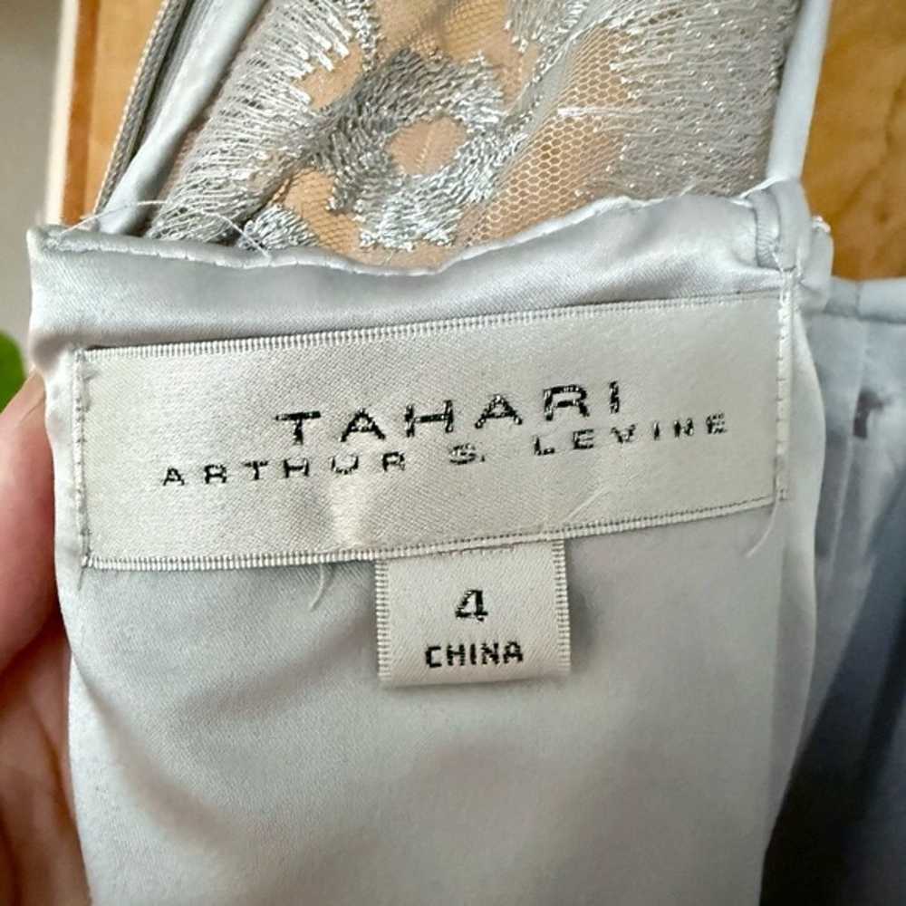 Tahari ASL Grey Silver Embroidered Floral Long Fo… - image 6