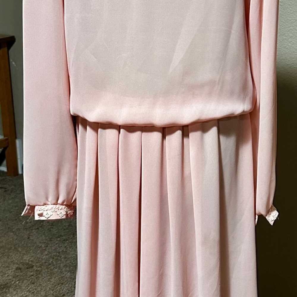 VTG 80's Peach Drop Waist Pleated Semi Sheer Part… - image 3