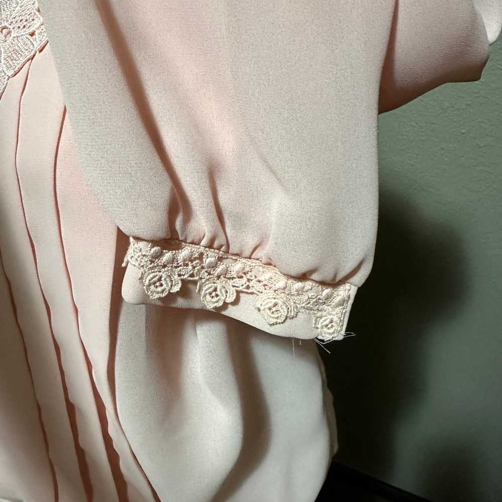 VTG 80's Peach Drop Waist Pleated Semi Sheer Part… - image 6