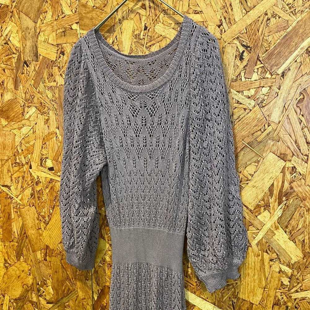 GRL Grail Long One-piece Knit Dress Flare Muted P… - image 3