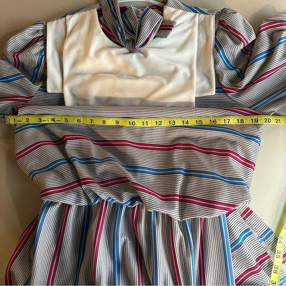 Vintage 80s, Striped Midi Dress, Sailor Collar, G… - image 8