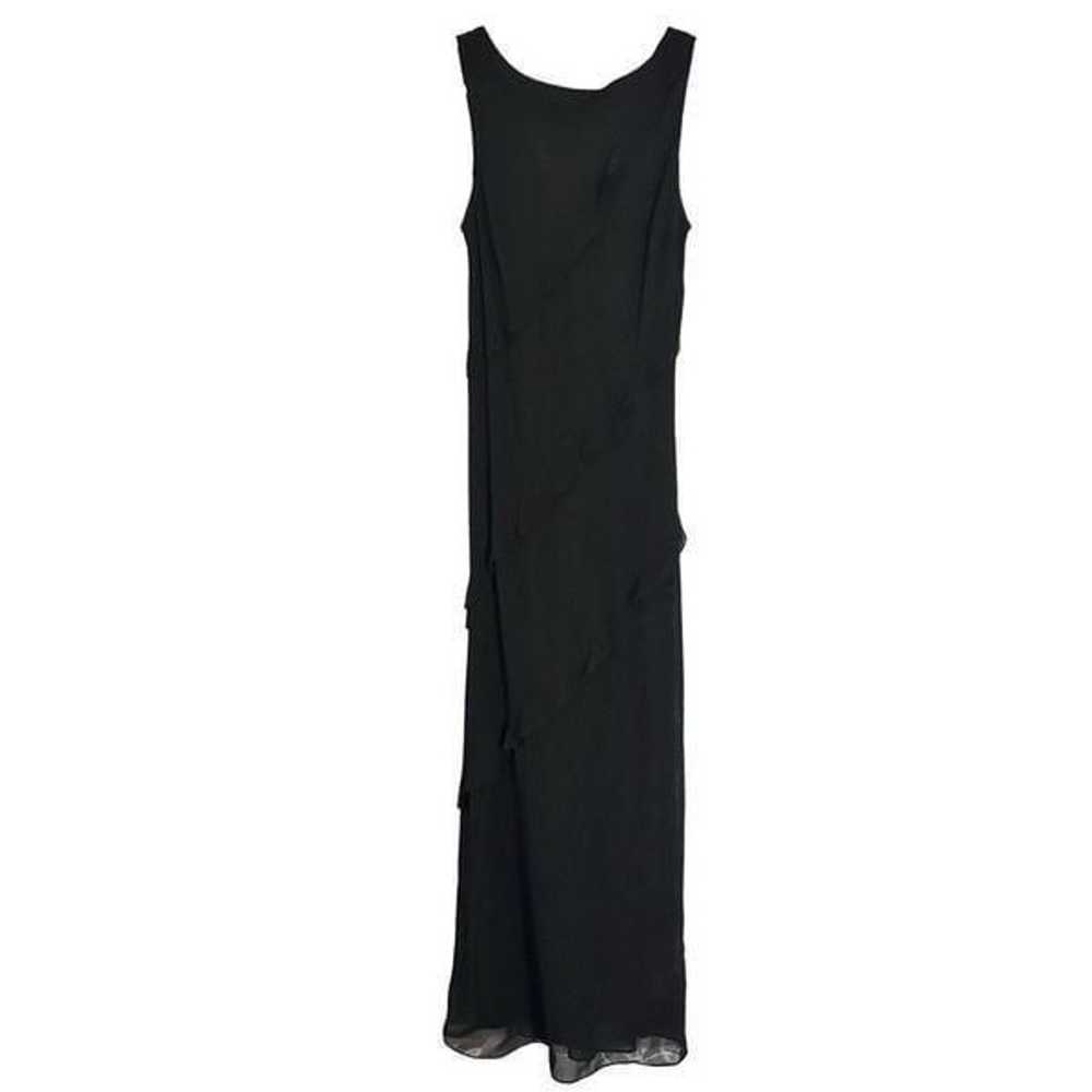 Vintage EVER BEAUTY Black Maxi Dress Chiffon Ruff… - image 1