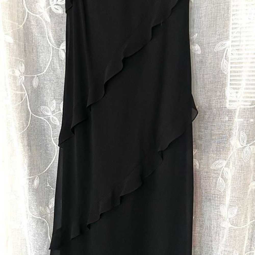 Vintage EVER BEAUTY Black Maxi Dress Chiffon Ruff… - image 4