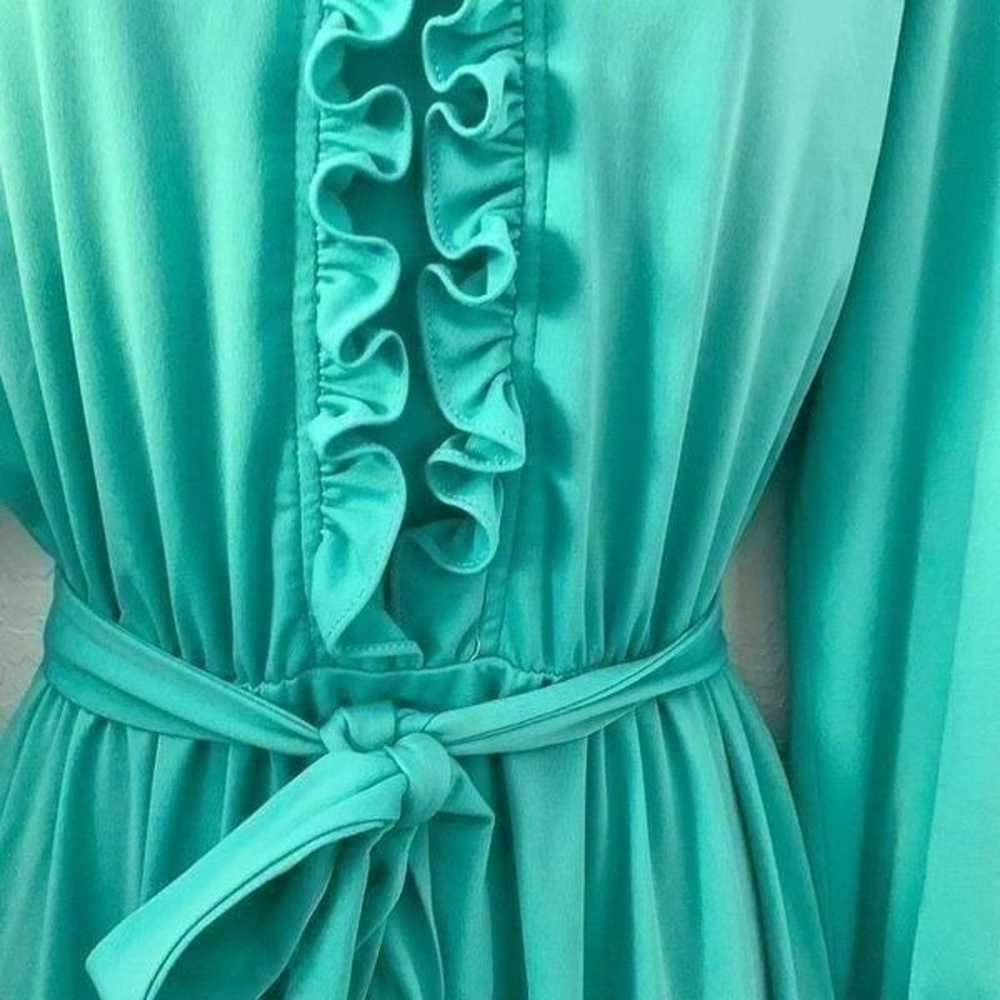 Vintage Teal Ruffled Dress - image 3