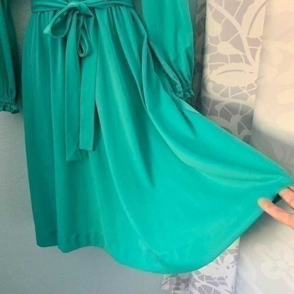 Vintage Teal Ruffled Dress - image 4