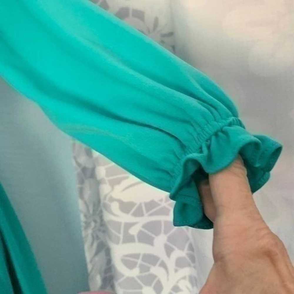 Vintage Teal Ruffled Dress - image 5