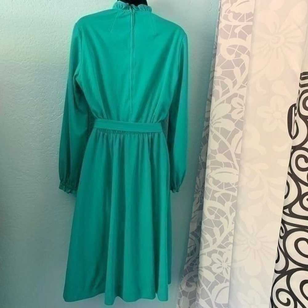 Vintage Teal Ruffled Dress - image 6