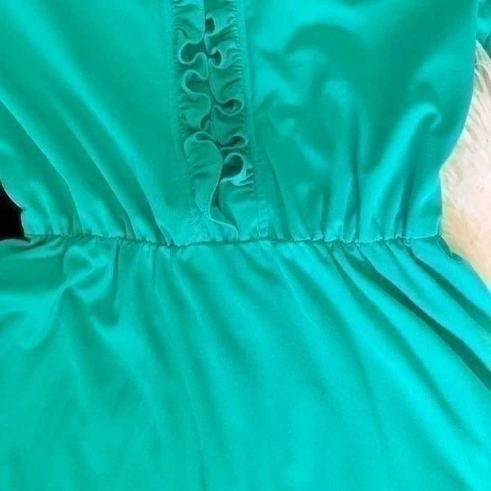 Vintage Teal Ruffled Dress - image 9