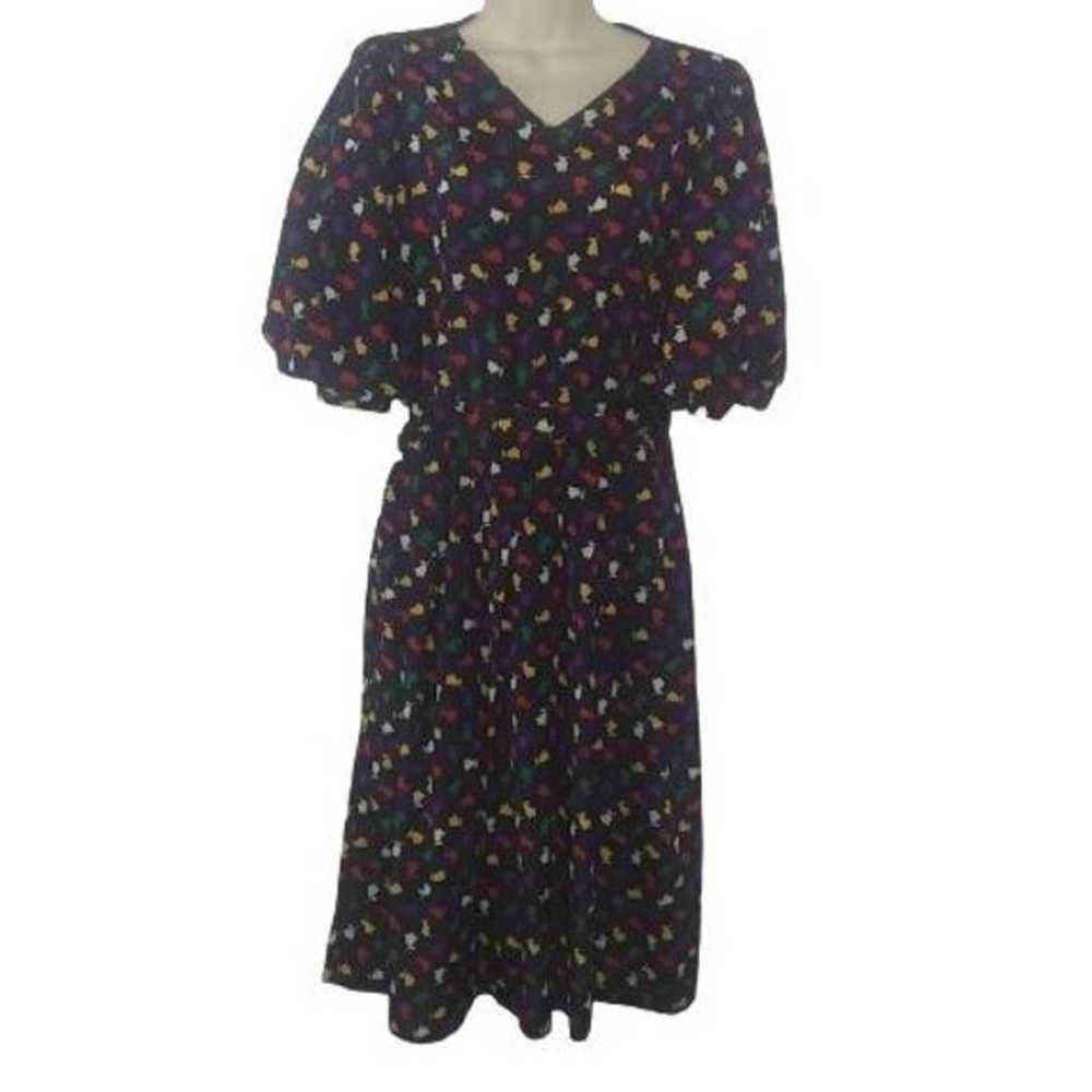 Vintage 1970's Ciao LTD Tulip Floral Silk Dress - image 1