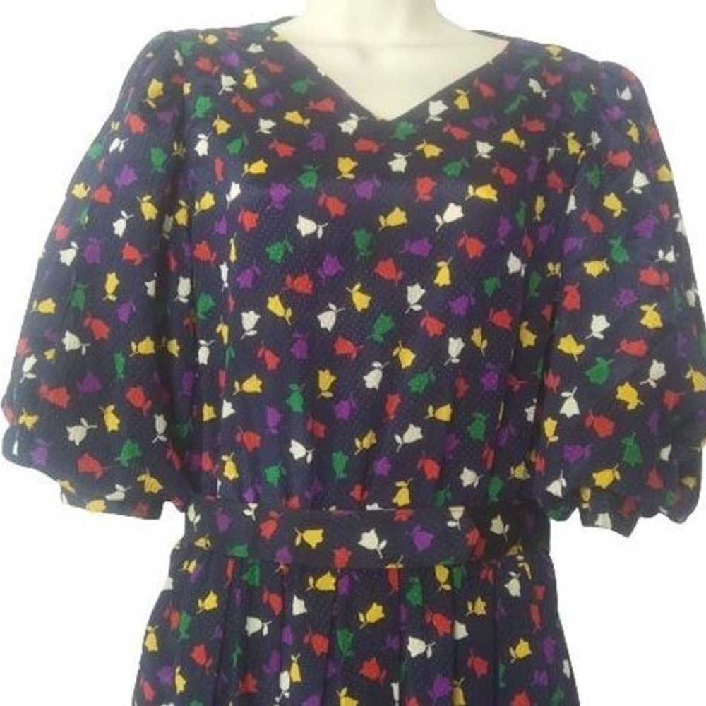 Vintage 1970's Ciao LTD Tulip Floral Silk Dress - image 2