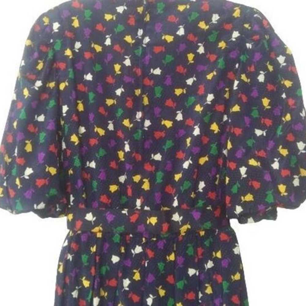 Vintage 1970's Ciao LTD Tulip Floral Silk Dress - image 4