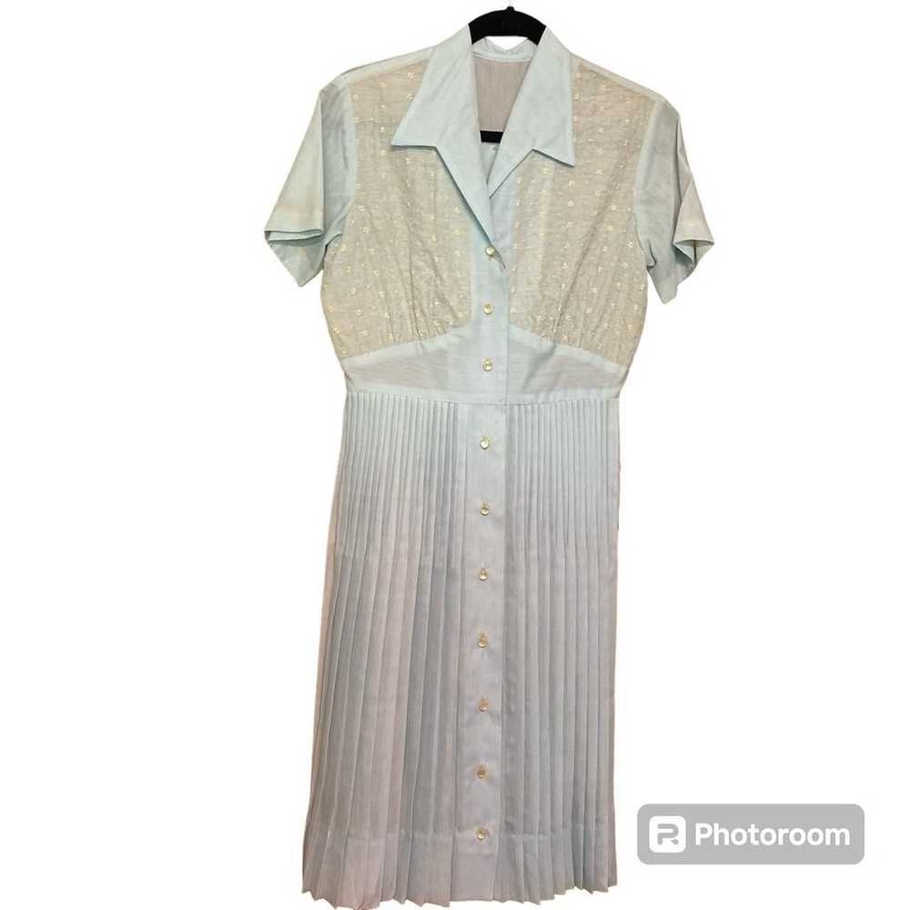 Vintage 60s 70s pleated dress - image 1