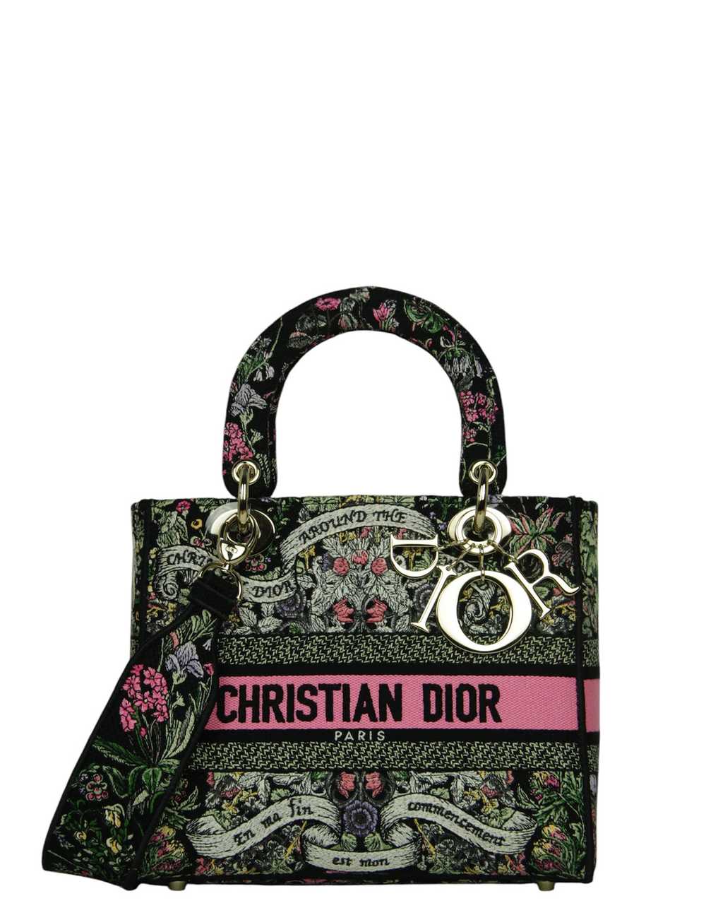 Christian Dior Floral Embroidered Canvas Medium L… - image 1