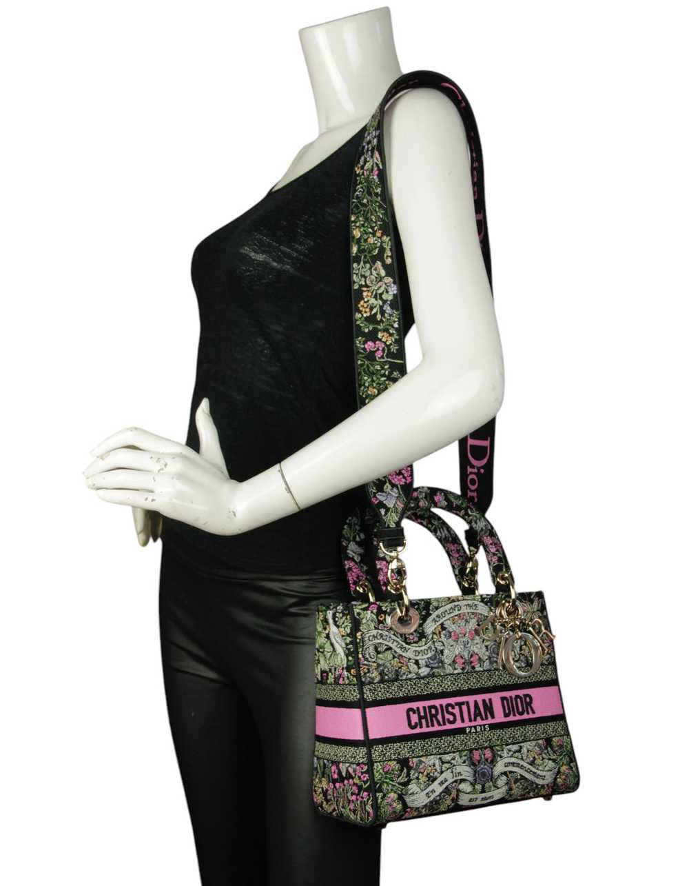 Christian Dior Floral Embroidered Canvas Medium L… - image 3