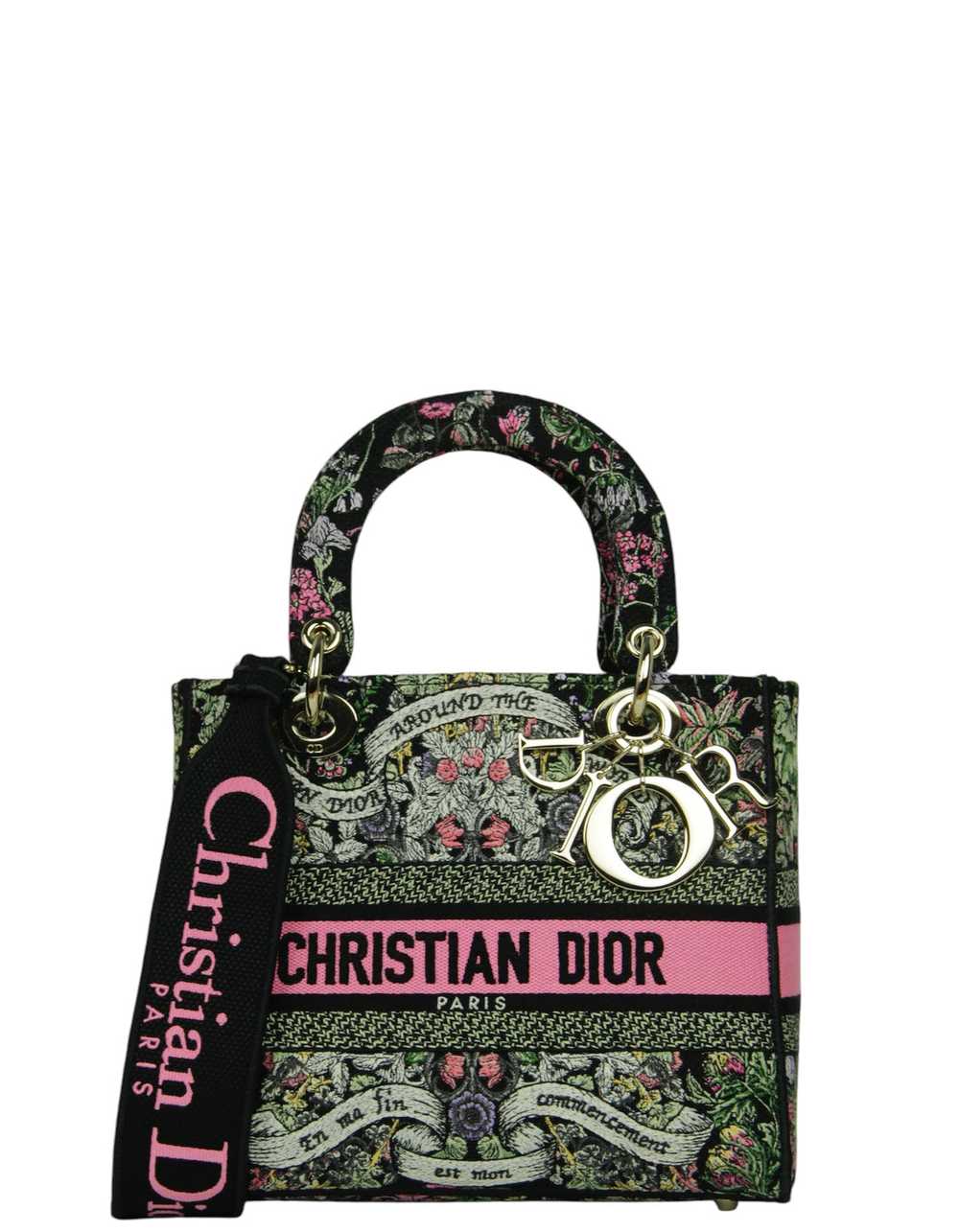 Christian Dior Floral Embroidered Canvas Medium L… - image 4