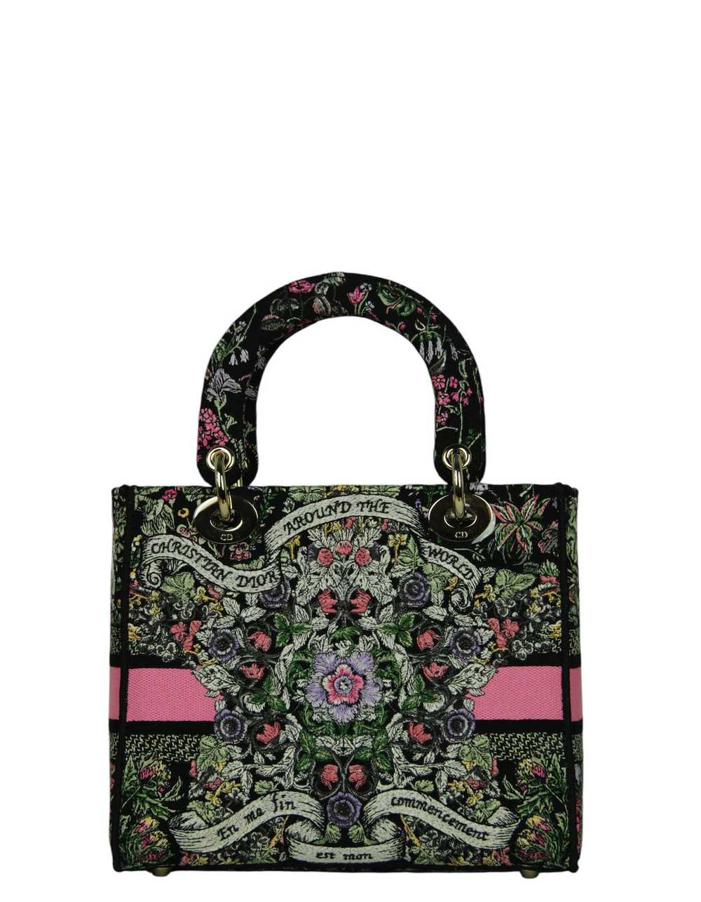 Christian Dior Floral Embroidered Canvas Medium L… - image 5