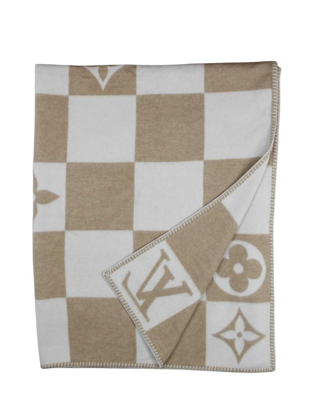 Louis Vuitton Beige Checkmate Throw Blanket - image 1