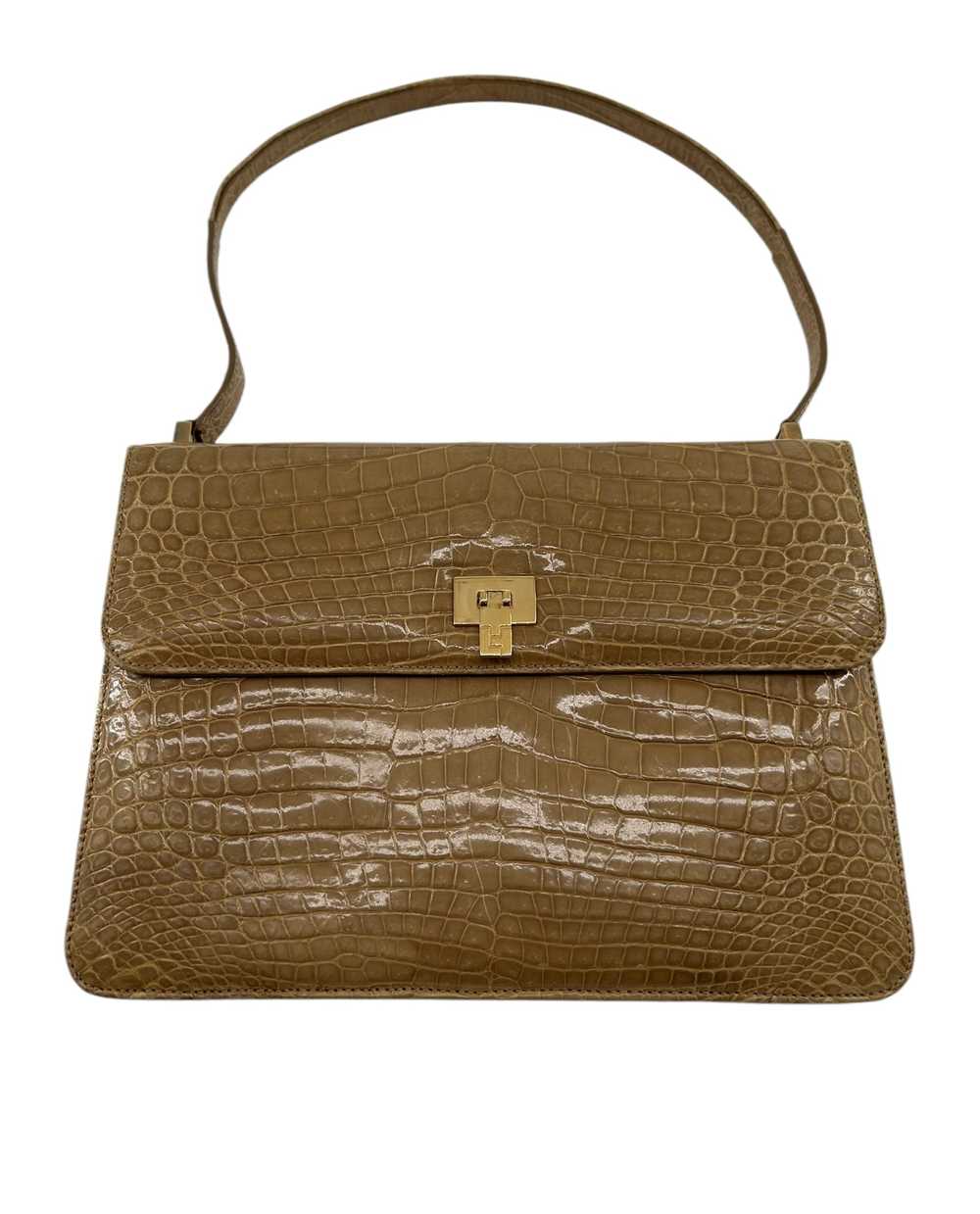 Lambertson Truex Tan Baby Crocodile Handbag - image 1