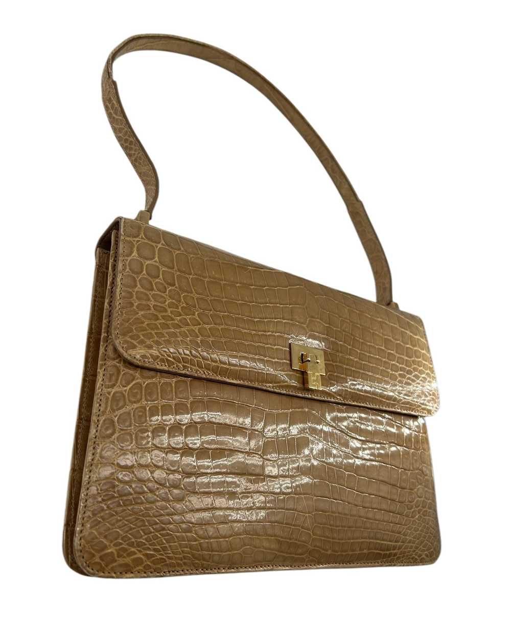 Lambertson Truex Tan Baby Crocodile Handbag - image 2