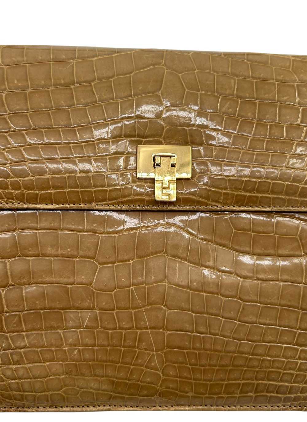 Lambertson Truex Tan Baby Crocodile Handbag - image 4