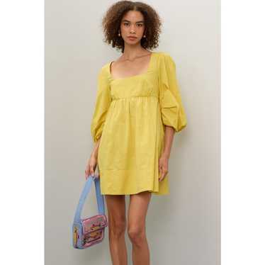 Staud Sophie Yellow Pull Sleeves Square Neck A-Li… - image 1