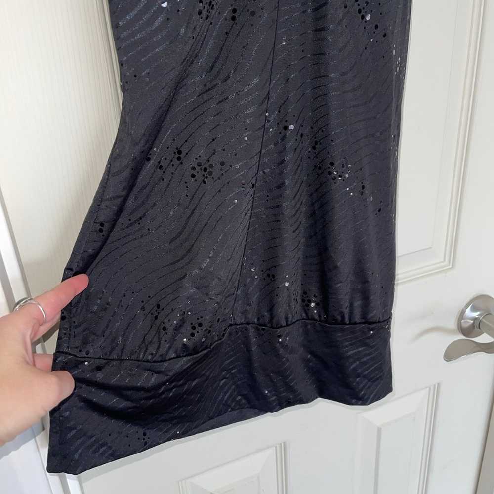 Vintage Y2K Black Sequined Halter Tank Top Chain … - image 2