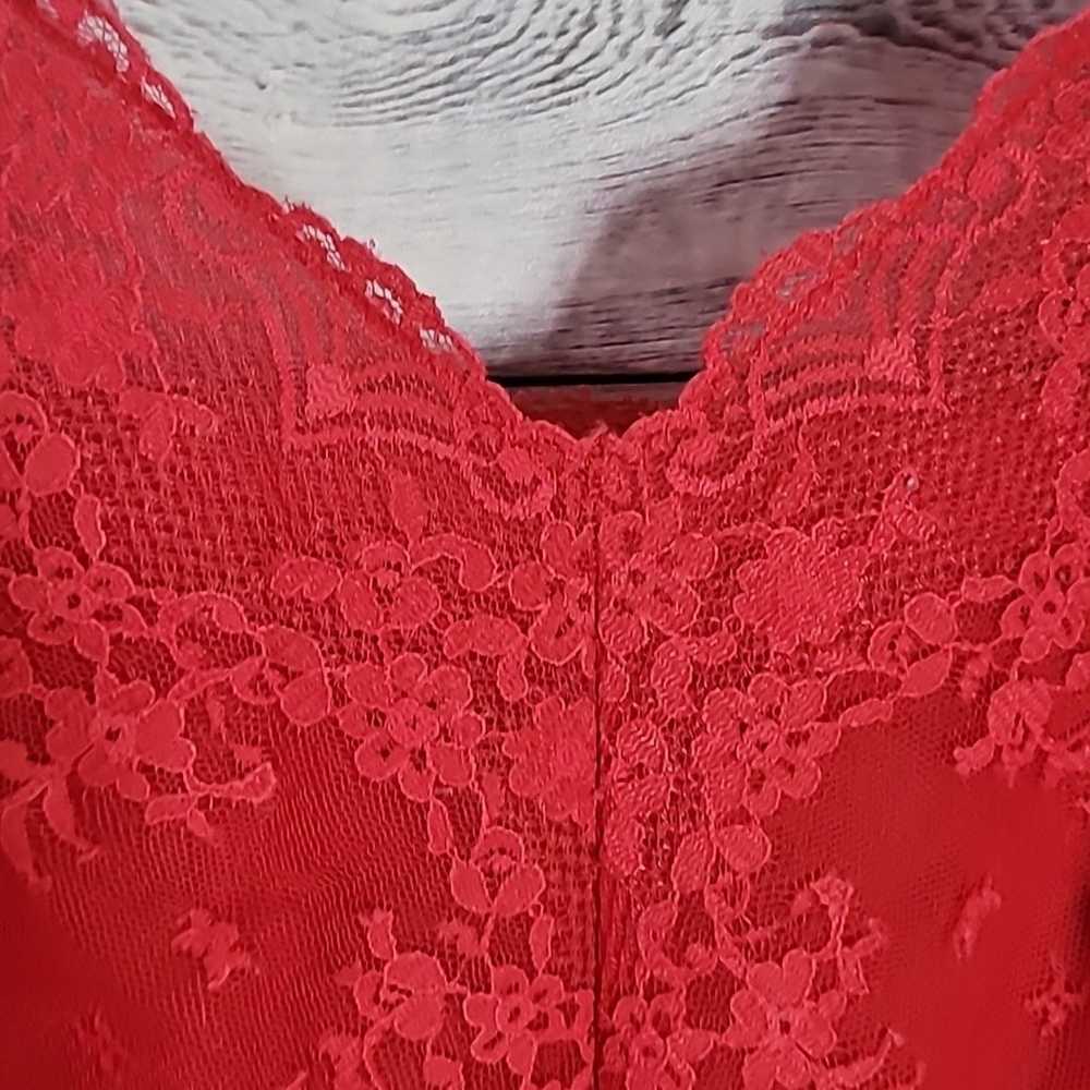 Vintage Vanity Fair Red Lace Slip Dress Sz 34 - image 6