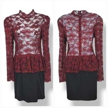 Forever 21 Sheer Lace Longsleeve Peplum Mini Dres… - image 1