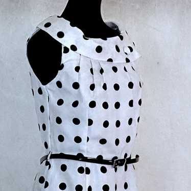 Vintage Style White and Black Polka Dots Dress - image 1