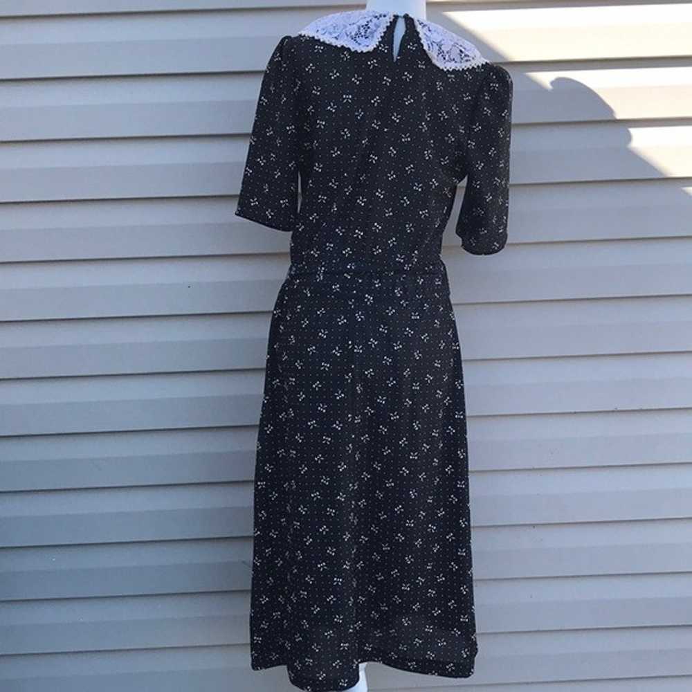 Vtg bow lace collar secretary dress - image 2