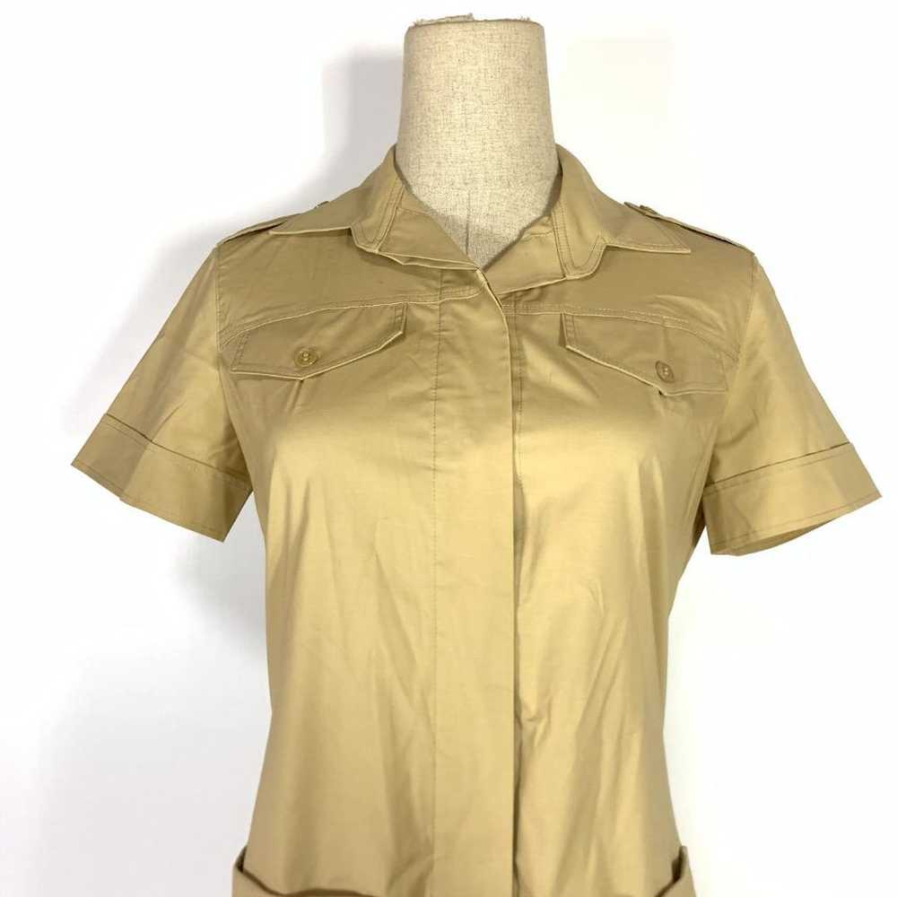 23-ku short-sleeved military shirt dress beige si… - image 2