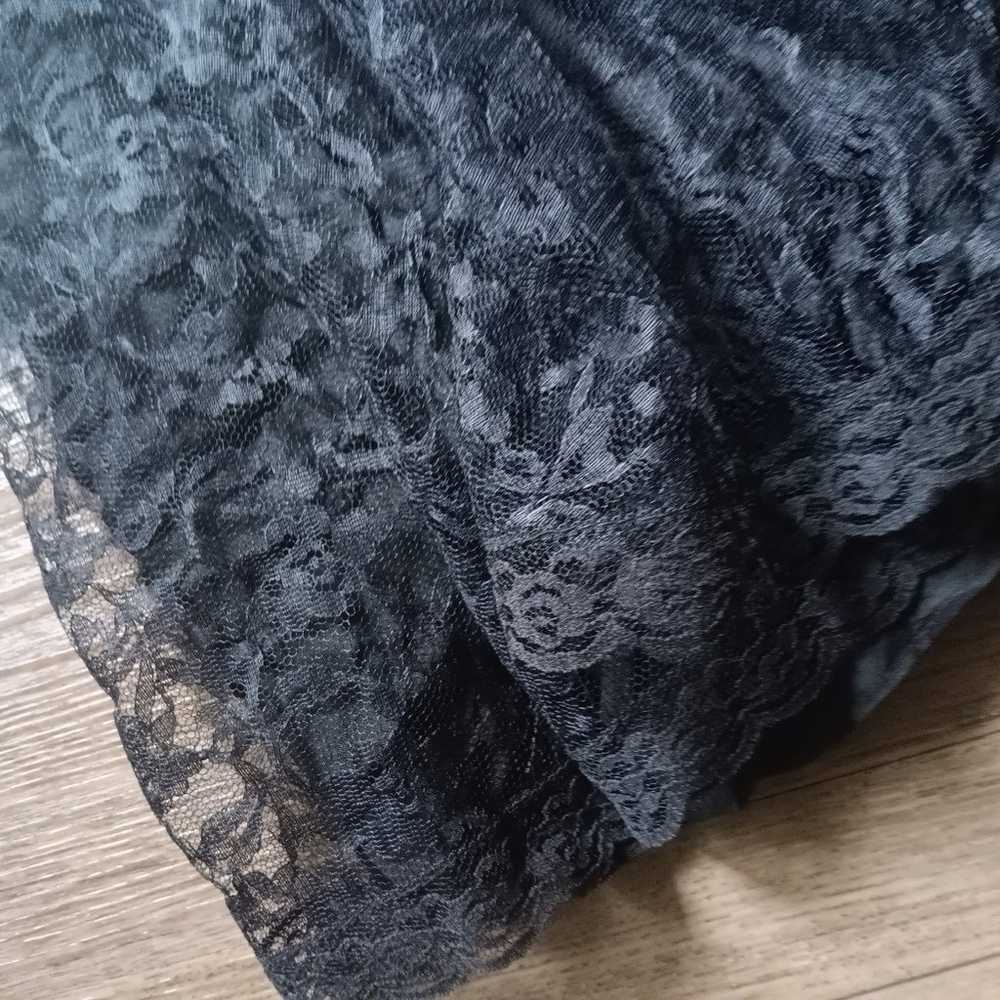 Vintage black lace dress sequins 80's size M - image 3