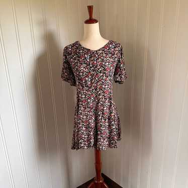 Vintage 90s Center Aisle Fall Floral Romper size … - image 1