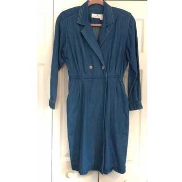 Vtg 90s Denim Wrap Style Shirt Dress 100% cotton