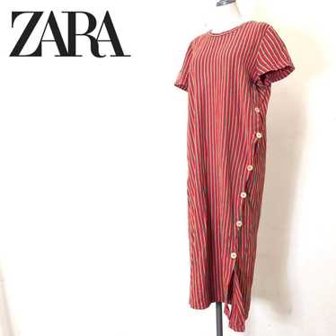 A1164◆ ZARA Zara Short Sleeve Dress Long Stripe M… - image 1