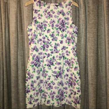 Vintage 90s Purple Floral Sheath Mini Dress